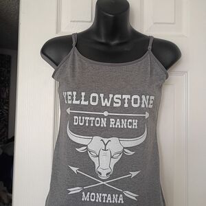 Time and Tru Gray Yellowstone Dutton Ranch Tank Top